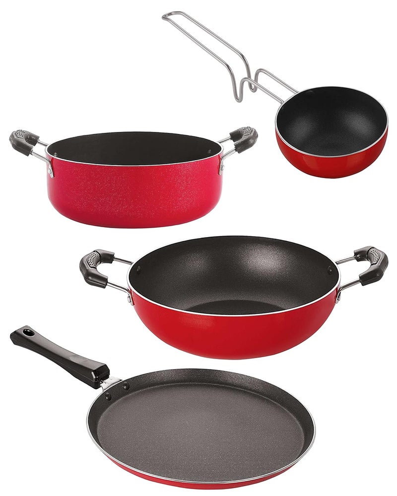 Nirlon Nirlon Non Stick Aluminium Odor Free Chemical Free Kitchenware Combo Gift Set of 4 Pieces FT11_KD14_VG_CS24 