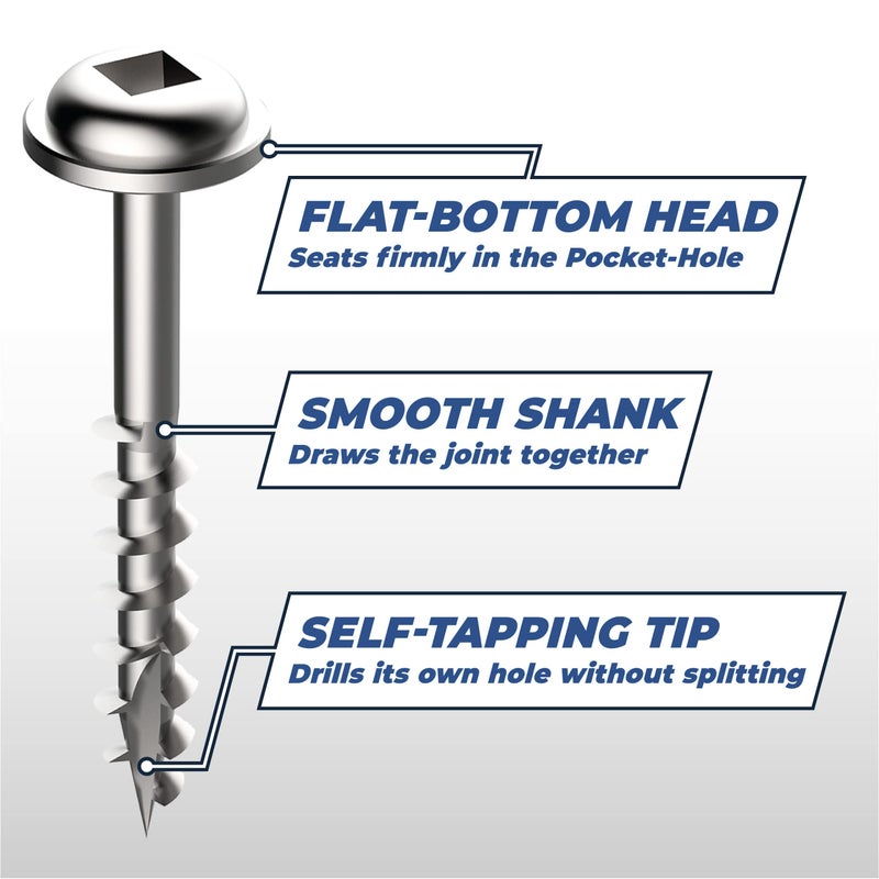 Kreg Kreg SML-C125S5-100 Stainless Steel Pocket-Hole Screws, 1 1/4 Inch, #8 Coarse Thread, Maxi-Loc Head, (100 Count)  - Image 4