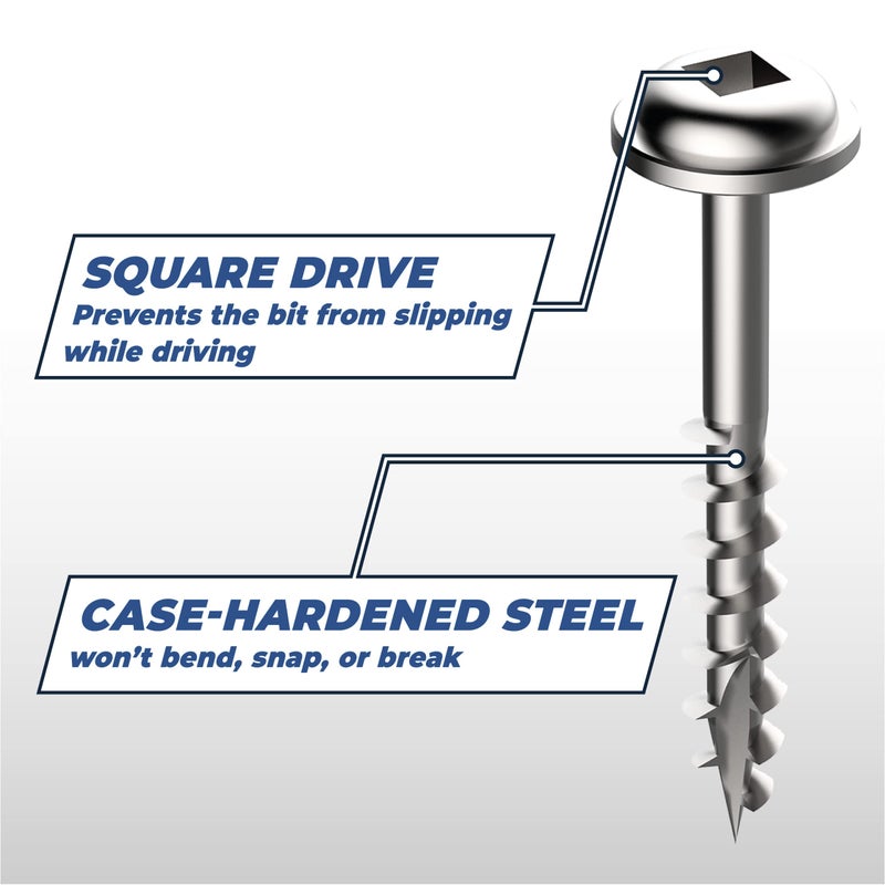 Kreg Kreg SML-C125S5-100 Stainless Steel Pocket-Hole Screws, 1 1/4 Inch, #8 Coarse Thread, Maxi-Loc Head, (100 Count)  - Image 5