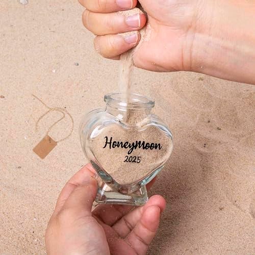 TUNGURIS Honeymoon Sand Keepsake Jar 2025，Bridal Shower, Wedding, Engagement, Honeymoon, Travel Gift for Couples, Newlywed, Fiance(Gift Box Includes) - 40ml Heart Shape Glass - Image 3