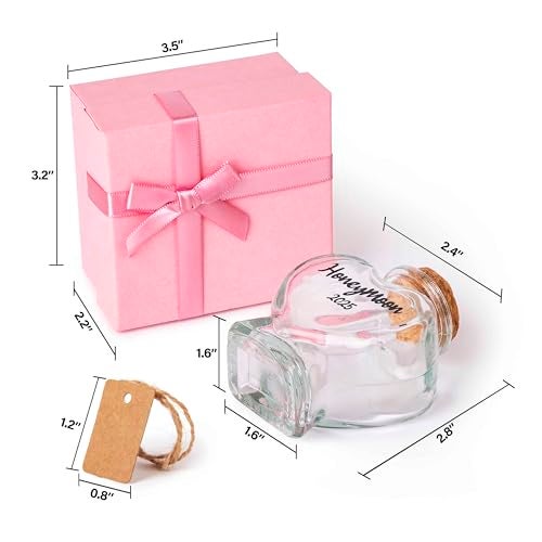 TUNGURIS Honeymoon Sand Keepsake Jar 2025，Bridal Shower, Wedding, Engagement, Honeymoon, Travel Gift for Couples, Newlywed, Fiance(Gift Box Includes) - 40ml Heart Shape Glass - Image 4
