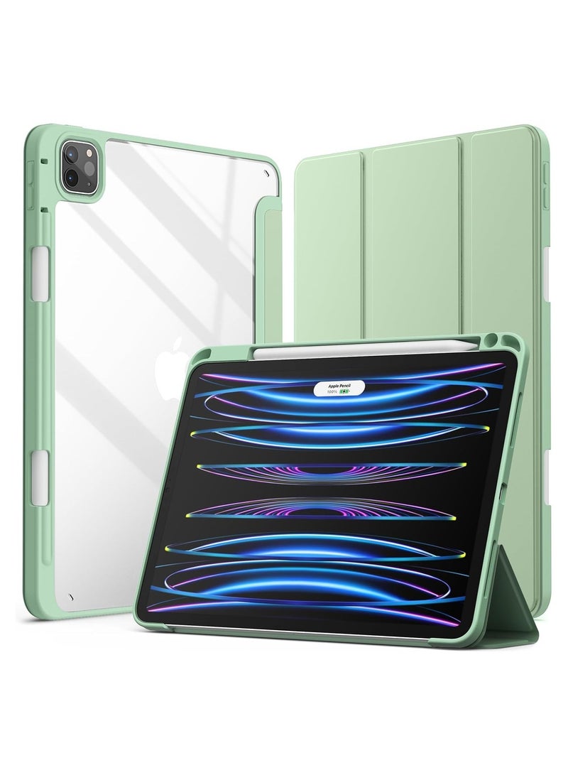 Case for iPad Pro 13 Inch M4 (2024) with Pencil Holder, Clear Transparent Back Shell Slim Stand Shockproof Tablet Cover, Auto Wake/Sleep (Mint Green) - Image 1