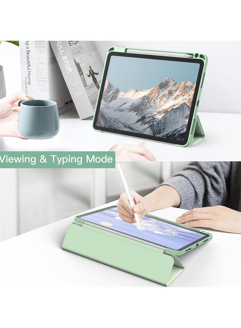 Case for iPad Pro 13 Inch M4 (2024) with Pencil Holder, Clear Transparent Back Shell Slim Stand Shockproof Tablet Cover, Auto Wake/Sleep (Mint Green) - Image 2