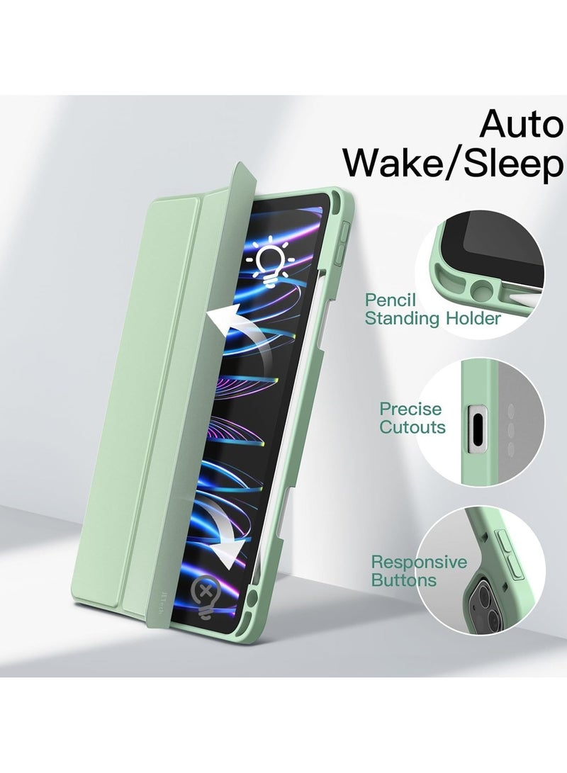 Case for iPad Pro 13 Inch M4 (2024) with Pencil Holder, Clear Transparent Back Shell Slim Stand Shockproof Tablet Cover, Auto Wake/Sleep (Mint Green) - Image 4