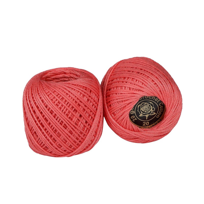CORIOX Crochet Thread Set of 10 Ball Crochet Cotton Thread Yarn for Knitting and Craft Making. Size 20 Gram 55 to 60 mtr Approx (Coral) - Image 3