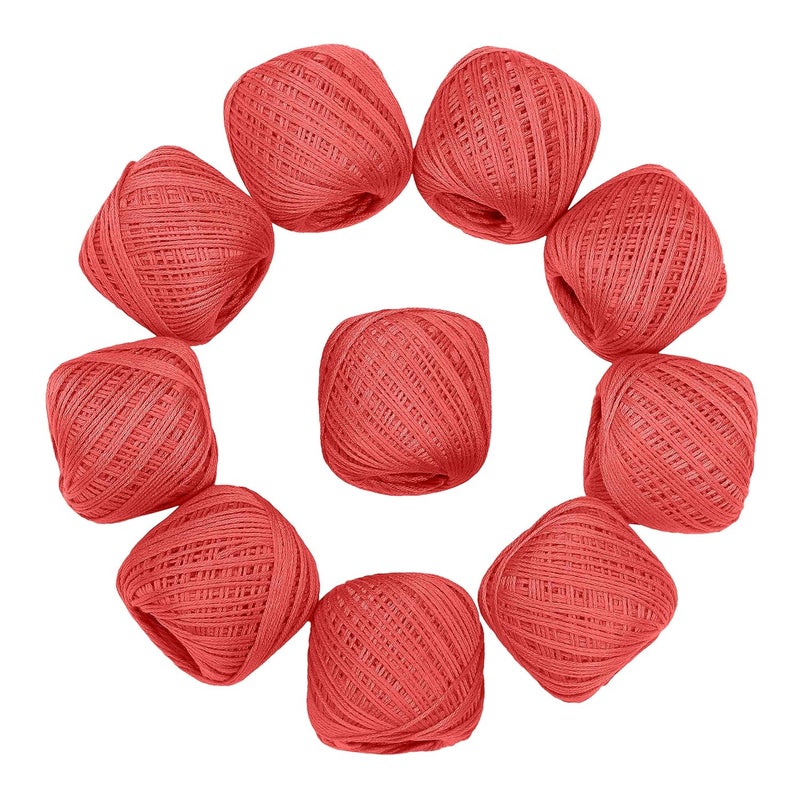 CORIOX Crochet Thread Set of 10 Ball Crochet Cotton Thread Yarn for Knitting and Craft Making. Size 20 Gram 55 to 60 mtr Approx (Coral) - Image 2