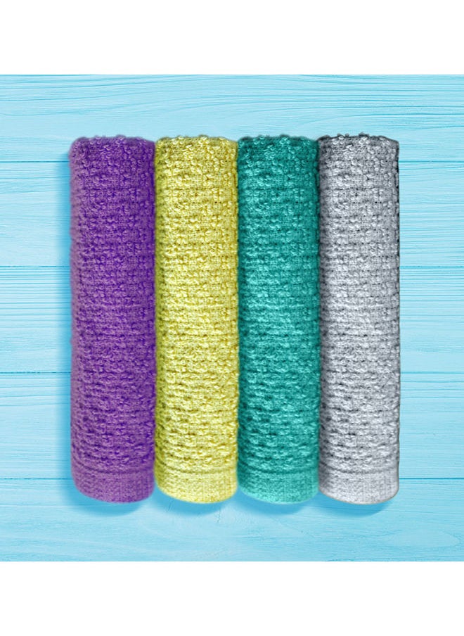 Hotel Linen Klub Hotel Linen Klub Deyarco Princess 100% Cotton Terry Wash Cloth 4 Pieces Set, Super Soft Quick Dry Highly Absorbent, Size: 30 X 30Cm, Multi-Colour  - Image 4