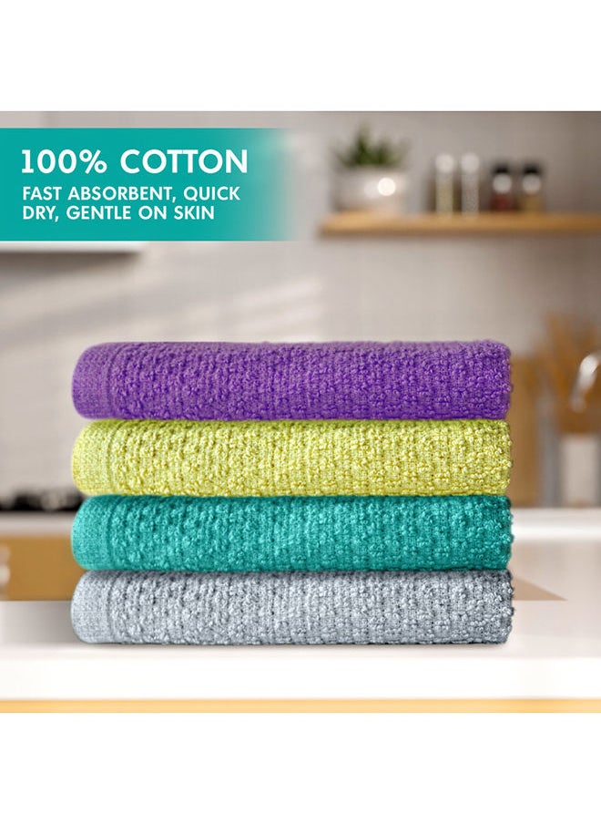 Hotel Linen Klub Hotel Linen Klub Deyarco Princess 100% Cotton Terry Wash Cloth 4 Pieces Set, Super Soft Quick Dry Highly Absorbent, Size: 30 X 30Cm, Multi-Colour  - Image 2