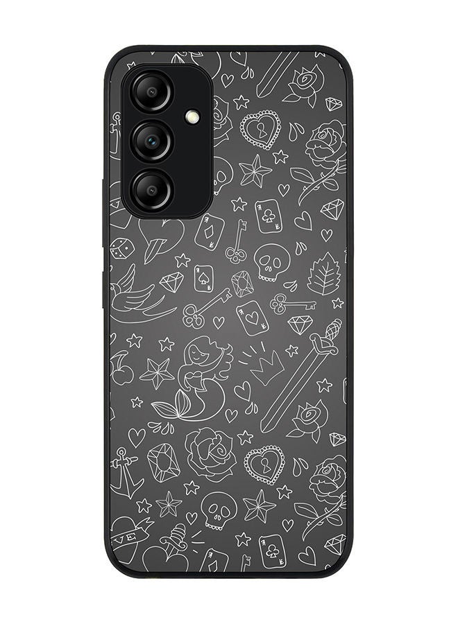 Stylizedd Rugged Black edge case for Samsung Galaxy A54 5G Slim fit Soft Case Flexible Rubber Edges Anti Drop TPU Gel Thin Cover - Doodles - Image 1