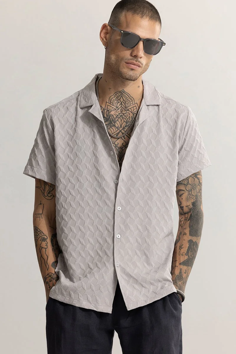 SNITCH Cross Diamond Textured Grey Shirt