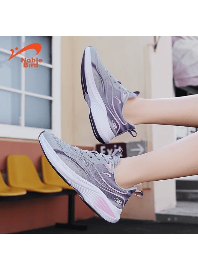 Noble bird Guirenniao Women's New Summer Running Shoes, Versatile Dad Sneakers For Students, Casual Sports Shoes, Light Gray/dark Purple, Size 36 - Image 4