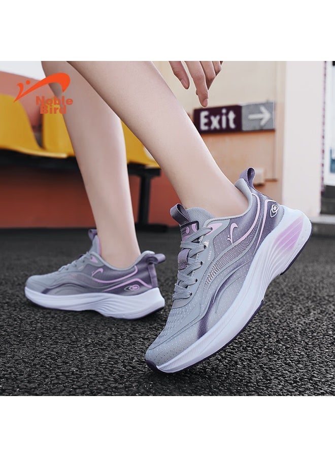 Noble bird Guirenniao Women's New Summer Running Shoes, Versatile Dad Sneakers For Students, Casual Sports Shoes, Light Gray/dark Purple, Size 36 - Image 2