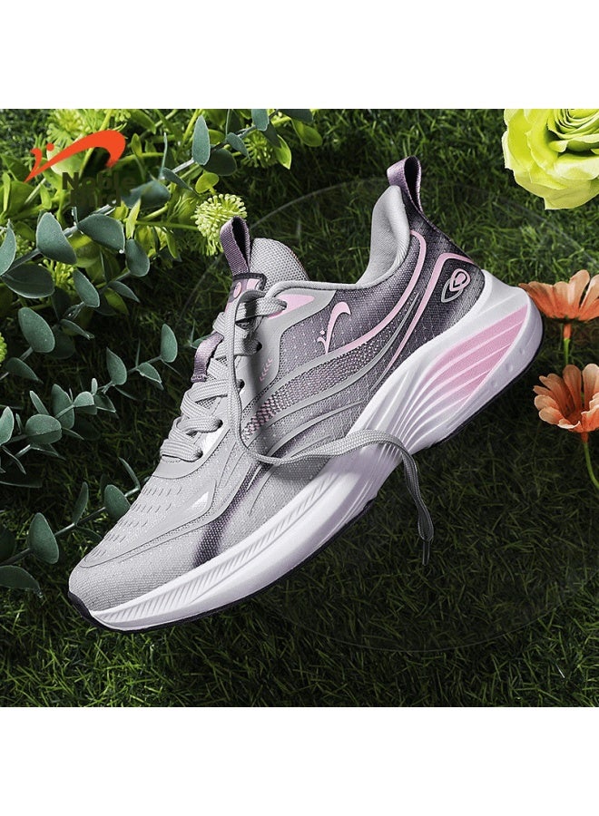 Noble bird Guirenniao Women's New Summer Running Shoes, Versatile Dad Sneakers For Students, Casual Sports Shoes, Light Gray/dark Purple, Size 36 - Image 1