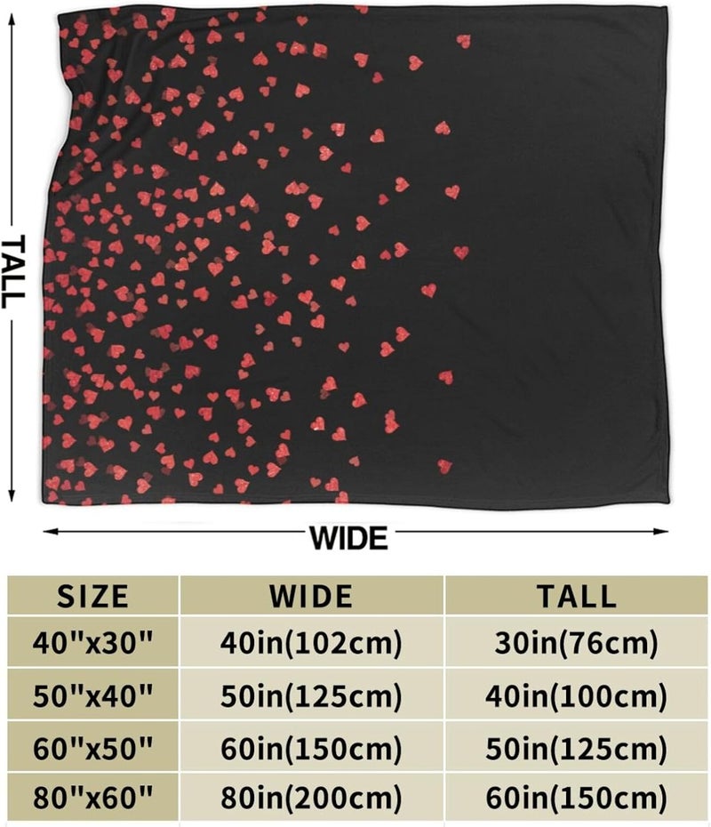 Red and White Valentine's Day Flannel 60"X50" Blanket - Soft and Light All Season Comfort Blanket - Travel, Home Décor - Image 3