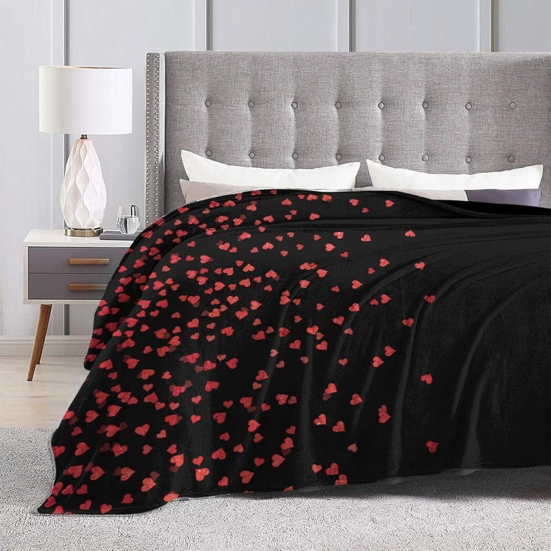 Red and White Valentine's Day Flannel 60"X50" Blanket - Soft and Light All Season Comfort Blanket - Travel, Home Décor - Image 4