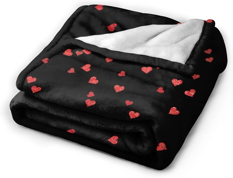Red and White Valentine's Day Flannel 60"X50" Blanket - Soft and Light All Season Comfort Blanket - Travel, Home Décor - Image 2