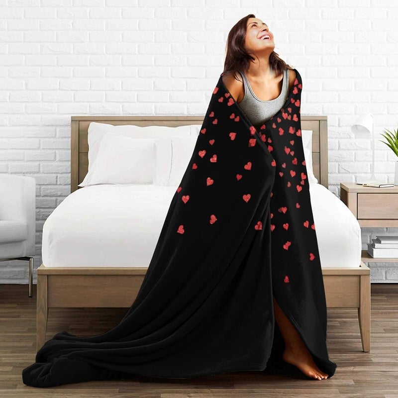 Red and White Valentine's Day Flannel 60"X50" Blanket - Soft and Light All Season Comfort Blanket - Travel, Home Décor - Image 5
