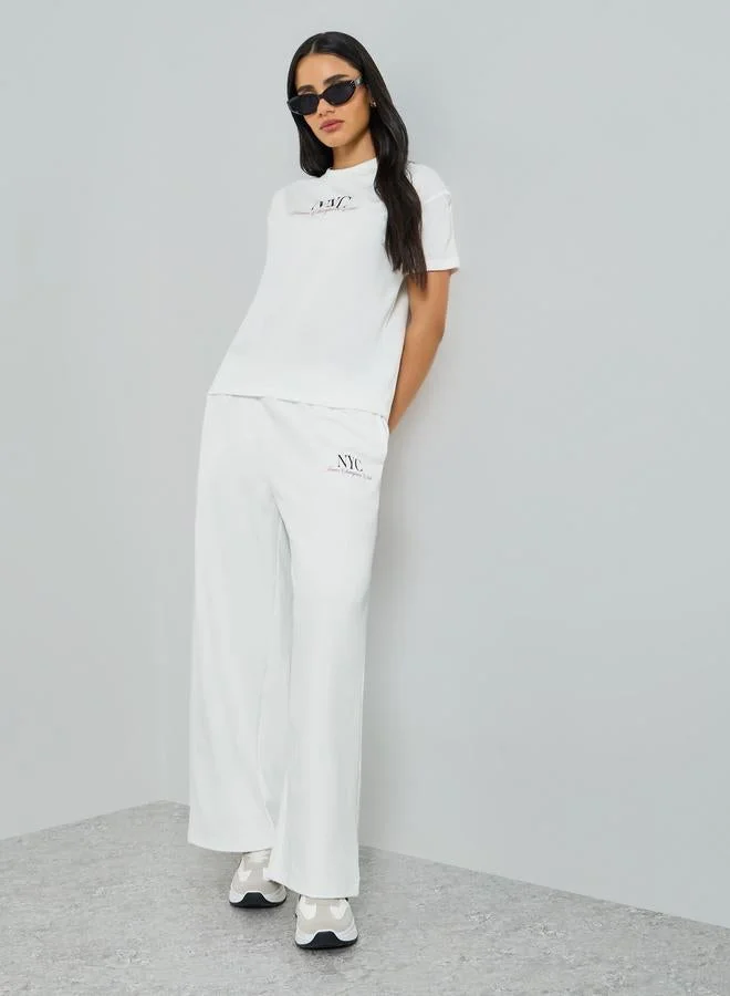 Styli White NYC Print Cotton T-Shirt