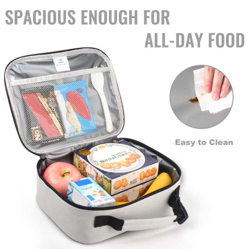 Genteen Lunch Box Kids,Insulated Lunch Bag Kids Boys Girls,Soft Bag Small Cooler Back to School Thermal Meal Tote Kit Lunch Box for School,Work,Outdoor (Gray) - Image 5