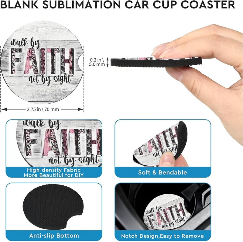 Ldntly Car Coasters for Cup Holders,2 Pack Christian Gifts Car Cup Holder Coasters,2.75" Universal Size Anti Slip Rubber Mat,Automotive Cup Holder Decal Decor Accessories,Walk by Faith Gifts for Women,Men - Image 5