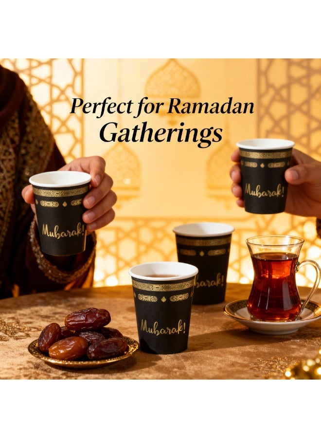 60 قطعة من أكواب رمضان الورقية ذات الجدار المزدوج، أكواب رمضان مبارك الورقية، 9 أونصة، أكواب عيد الفطر للاستخدام مرة واحدة - أكواب للاستخدام مرة واحدة لرمضان والعيد - Image 4