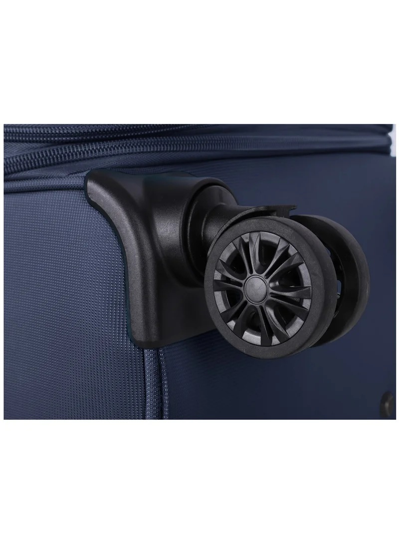 إيمينينت Unisex Soft Travel Bag Trolley Luggage Set of 3 Polyester Lightweight Expandable 4 Double Spinner Wheeled Suitcase with 3 Digit TSA lock E788 Navy Blue