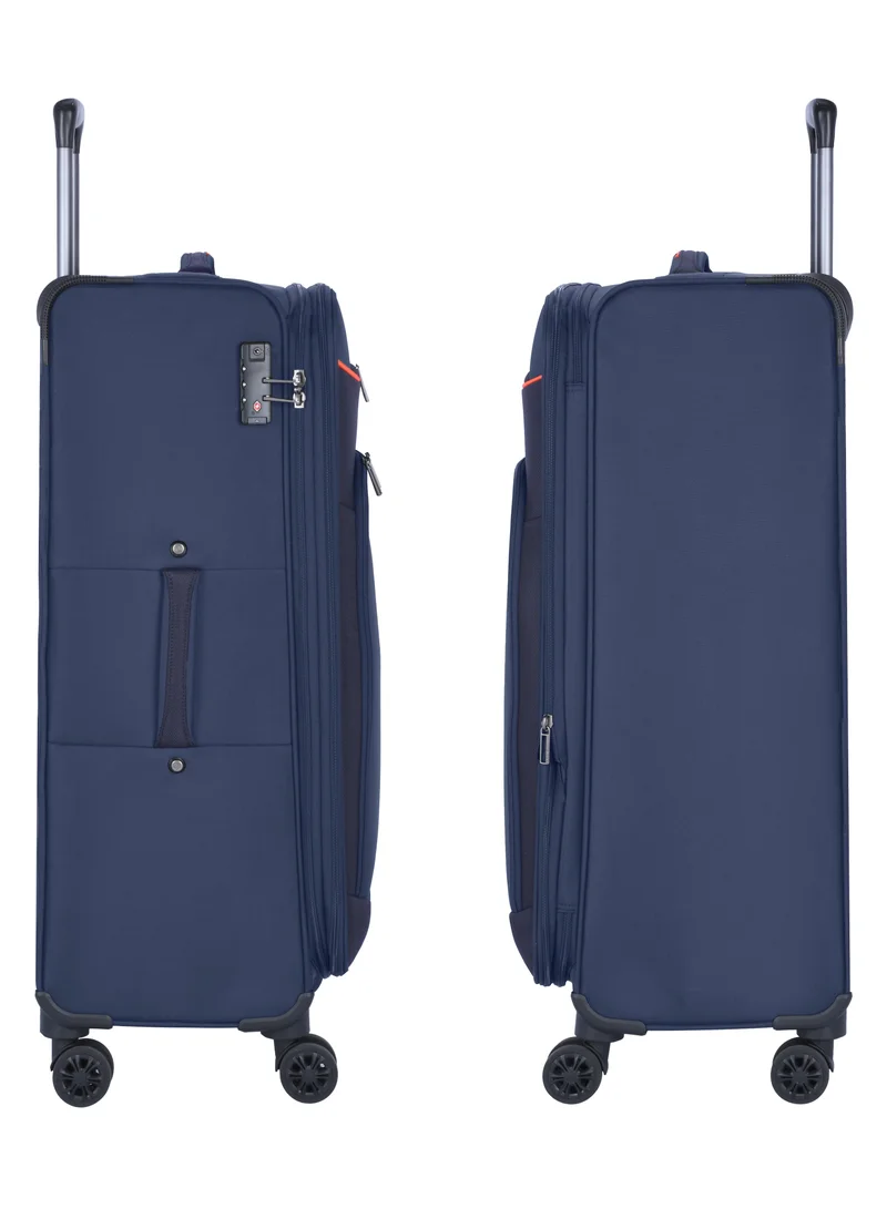 إيمينينت Unisex Soft Travel Bag Trolley Luggage Set of 3 Polyester Lightweight Expandable 4 Double Spinner Wheeled Suitcase with 3 Digit TSA lock E788 Navy Blue