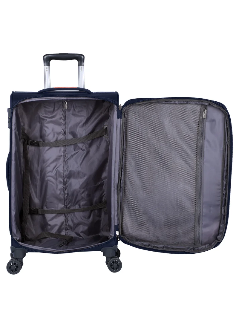 إيمينينت Unisex Soft Travel Bag Trolley Luggage Set of 3 Polyester Lightweight Expandable 4 Double Spinner Wheeled Suitcase with 3 Digit TSA lock E788 Navy Blue