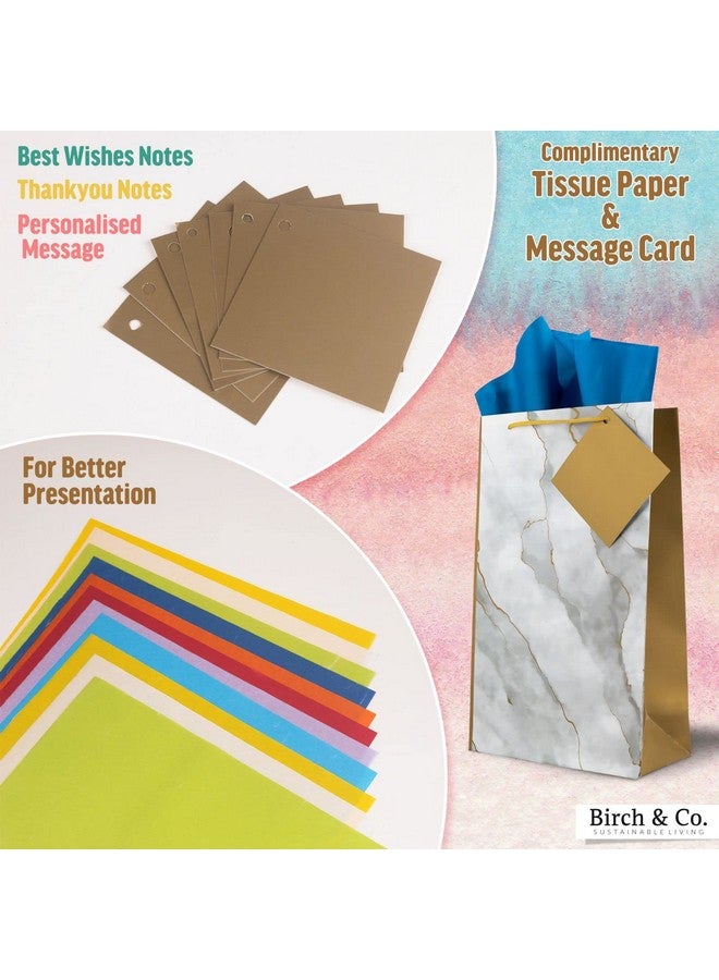 Birch & Co. Gift Bags - Paper Bags for Return Gifts - Small Carry Bags for Gifting - Small Paper Bags -Goodie Bags with Tissue and Thank You Card - Gift Covers - Pack Of 5, Marble, multi color - Image 3