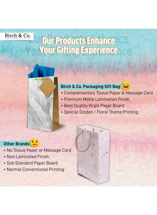 Birch & Co. Gift Bags - Paper Bags for Return Gifts - Small Carry Bags for Gifting - Small Paper Bags -Goodie Bags with Tissue and Thank You Card - Gift Covers - Pack Of 5, Marble, multi color - Image 5