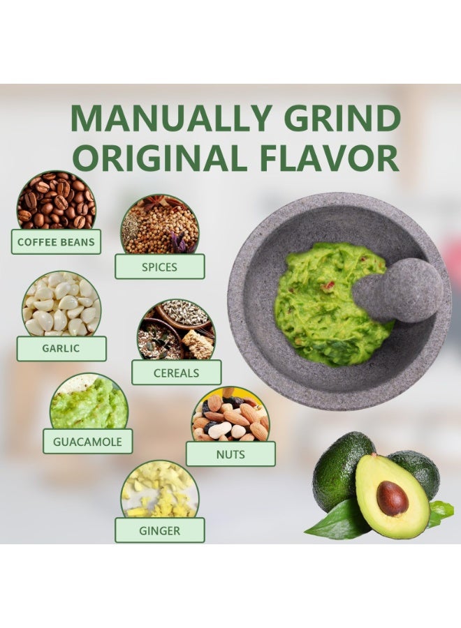 8 Inch Granite Mortar and Pestle Set, 4 Cup Natural Stone Grinder, Heavy Duty Molcajete for Guacamole, Spices, Herbs, Salsa and Pesto - Image 5