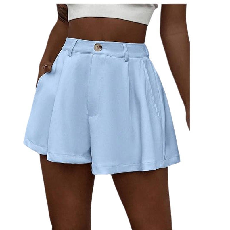 Women'S Elastic High-Waisted Wide-Leg Elegant Shorts Pleated Formal Summer Shorts - Image 5