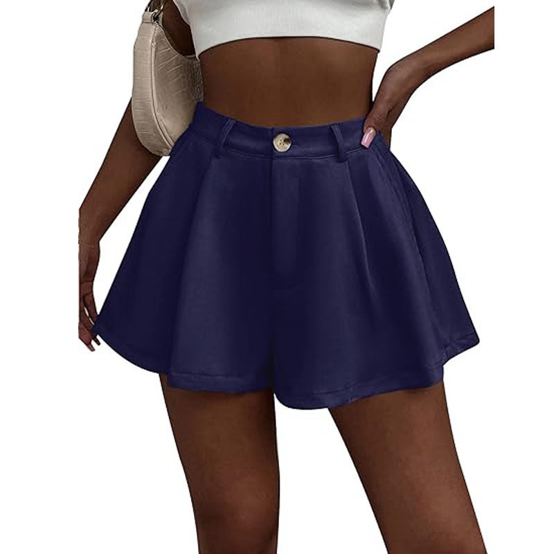 Women'S Elastic High-Waisted Wide-Leg Elegant Shorts Pleated Formal Summer Shorts - Image 2