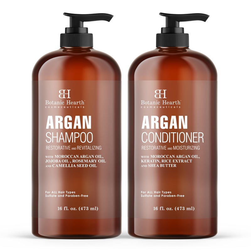 Botanic Hearth Argan Oil Shampoo And Conditioner Set | 16 Fl Oz Each With Keratin, Restorative & Moisturizing, Sulfate Free | All Hair Types & Color Treated Hair, Men And Women | (Packaging May Vary) - Image 1