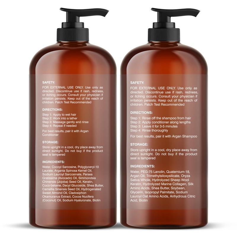 Botanic Hearth Argan Oil Shampoo And Conditioner Set | 16 Fl Oz Each With Keratin, Restorative & Moisturizing, Sulfate Free | All Hair Types & Color Treated Hair, Men And Women | (Packaging May Vary) - Image 2