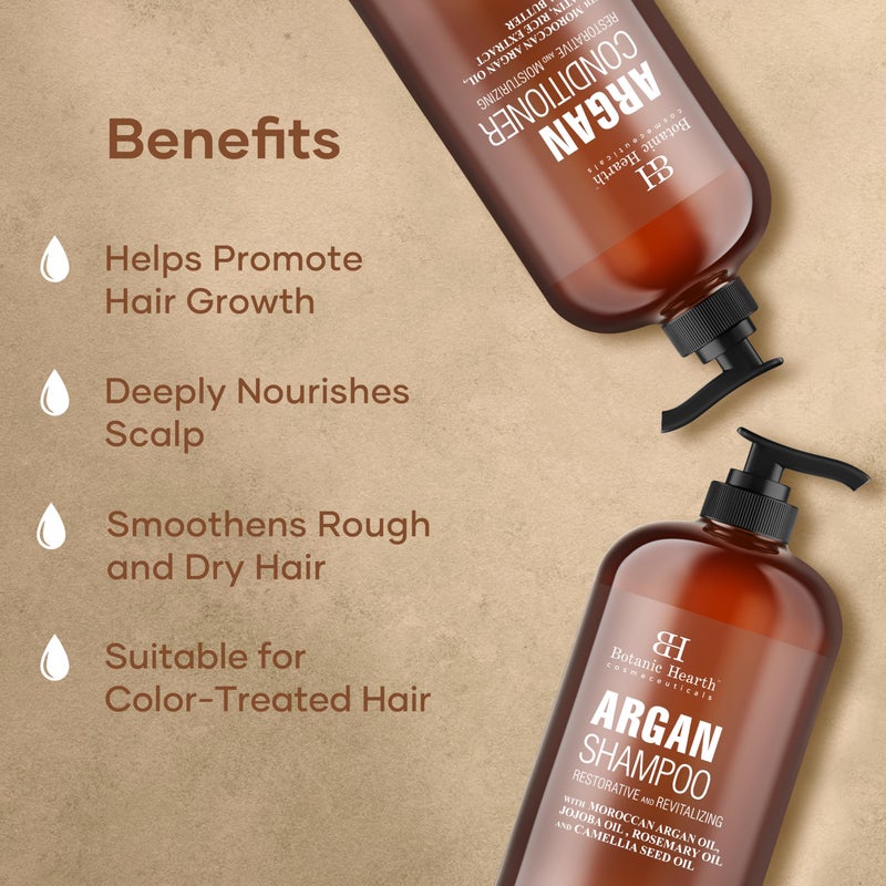 Botanic Hearth Argan Oil Shampoo And Conditioner Set | 16 Fl Oz Each With Keratin, Restorative & Moisturizing, Sulfate Free | All Hair Types & Color Treated Hair, Men And Women | (Packaging May Vary) - Image 4
