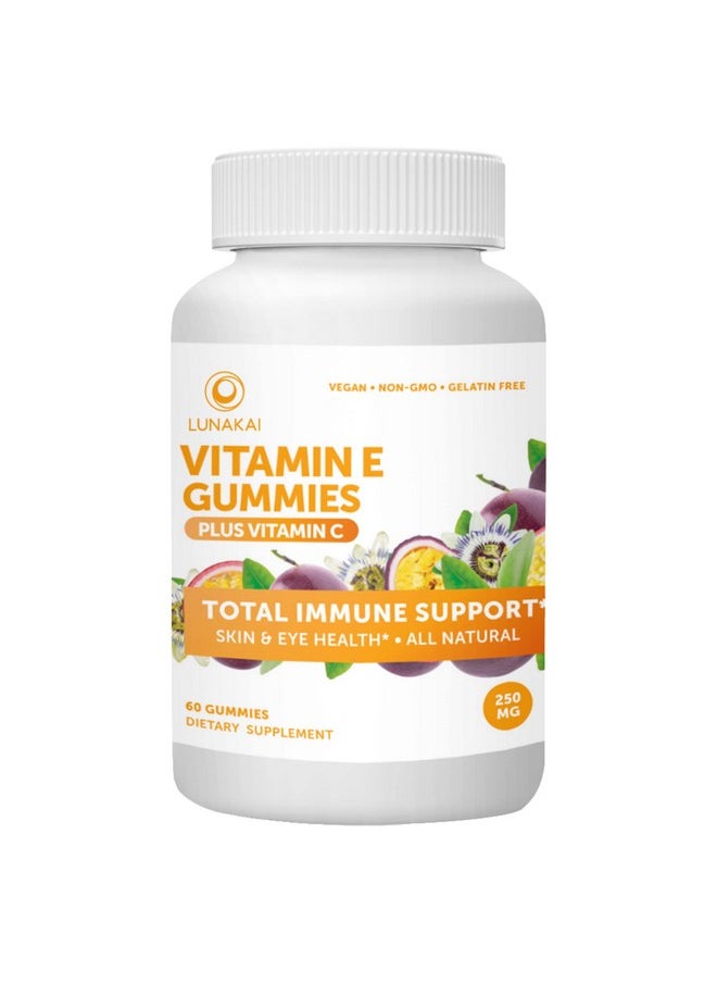 LUNAKAI - Vitamin E Gummies With Vitamin C 250 Mg 1000 Iu Natural Vit E Plus C Supplements Nongmo No Corn Syrup Vegan All Natural Vitamina E Gummy For Eye & Skin Health - Image 1
