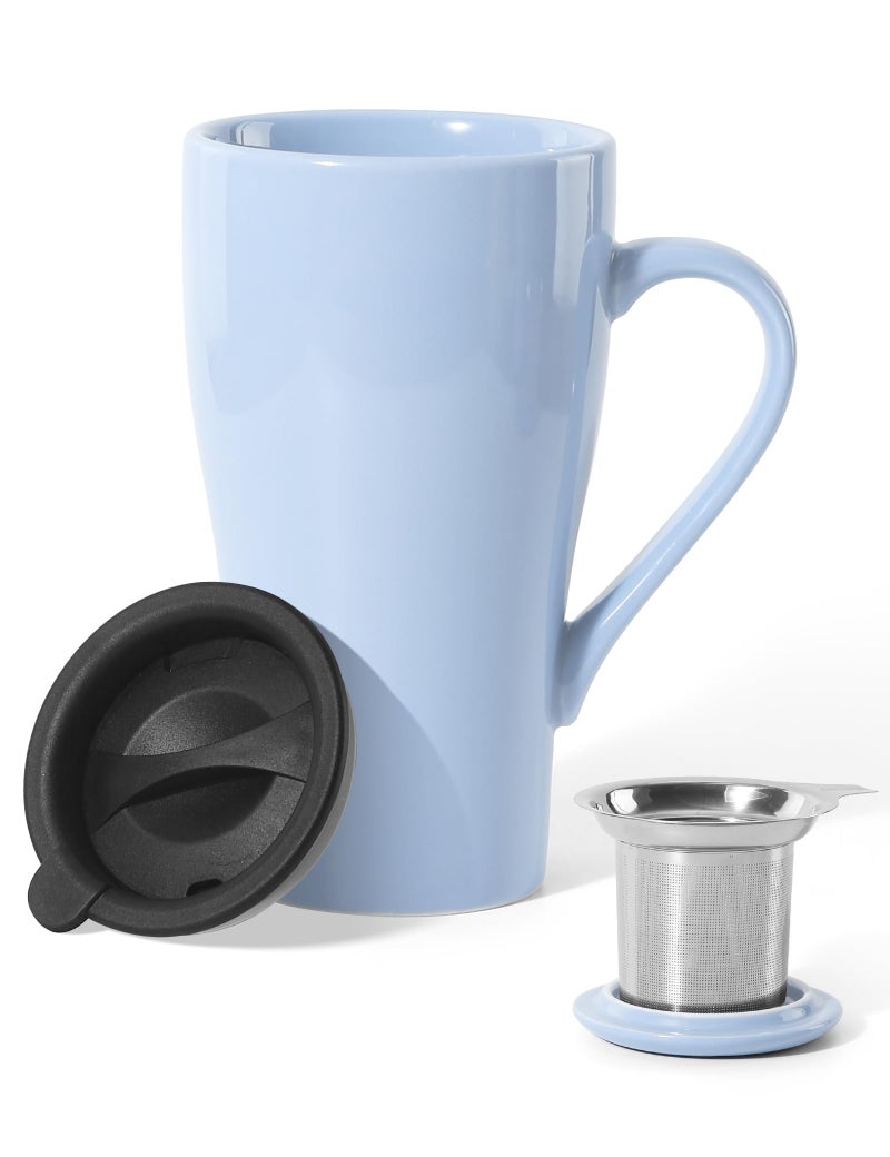 ARRADEN Tea Cup with Infuser and Lid, 18oz Large Steeper Mug, Ceramic Tea Infuser Mug with Silicone Lid, Teacup for Home, Office, Dishwasher & Microwave Safe (Lilac) - Image 1