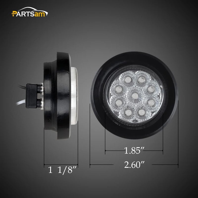Partsam 2Pcs 2" Amber 9LED Marker Clearance Lights, Flush Mount, wiht Grommet and Pigtail, Clear Lens, 2 inch round led trailer lights - Image 5