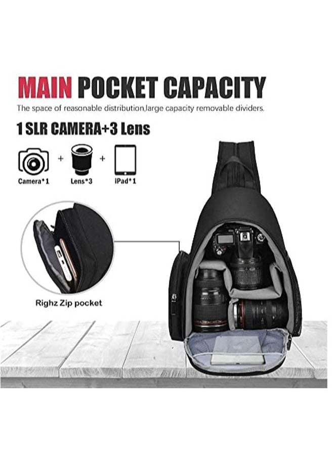 Camera Bag Sling Camera Case Shoulder Backpack with Tripod Holder Compatible with Canon Nikon Sony Pentax DSLR SLR Mirrorless Cameras - Image 5