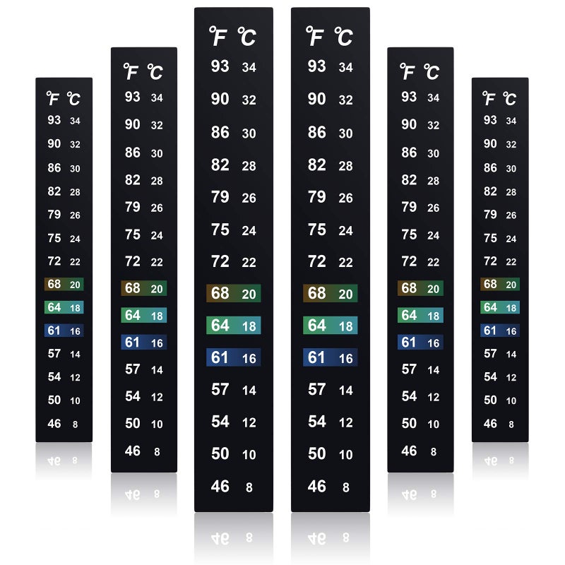 Zonon 24 Pieces Stick on Thermometer Strip for Brewing Temperature Sticker Decal Crystal Numbers Adhesive Thermometer Strip 46-93 °F (8-34 °C) Digital Display Sticker for Wine Beer Aquariums  - Image 1