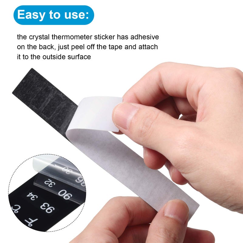 Zonon 24 Pieces Stick on Thermometer Strip for Brewing Temperature Sticker Decal Crystal Numbers Adhesive Thermometer Strip 46-93 °F (8-34 °C) Digital Display Sticker for Wine Beer Aquariums  - Image 3