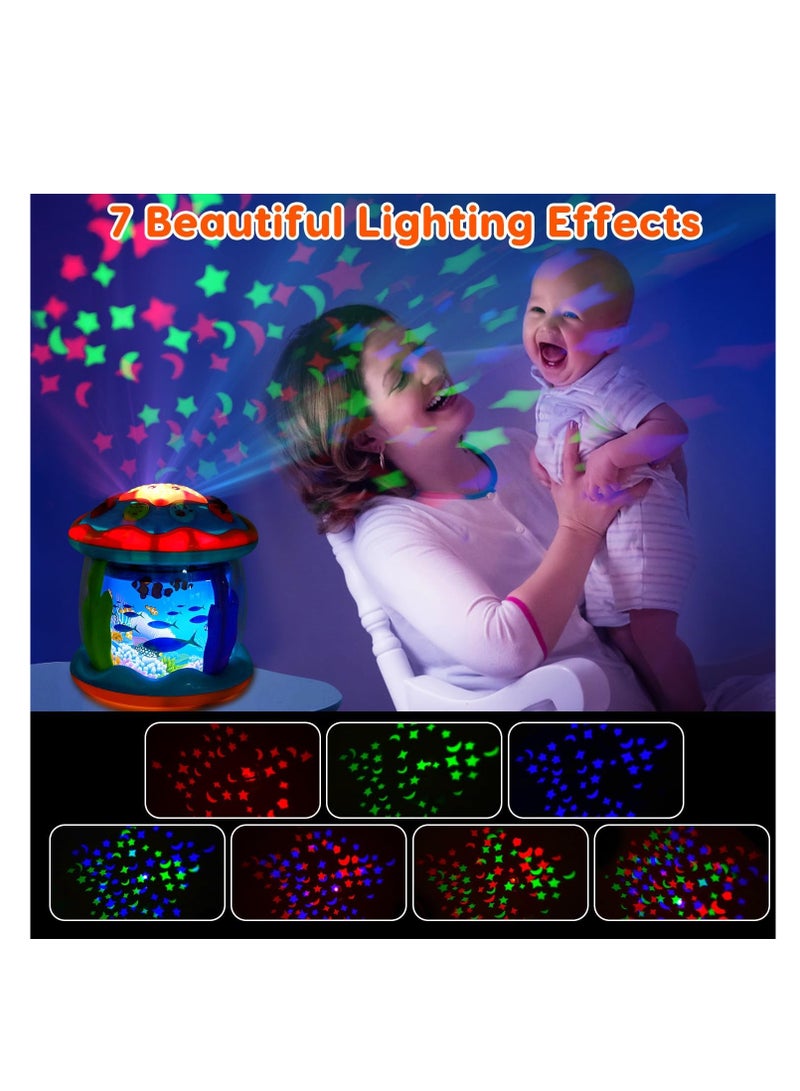 جياليجو تويز ألعاب أطفال، جهاز عرض موسيقي على شكل محيط، جهاز تعليمي دوار على البطن، جهاز إضاءة للزحف، ألعاب أطفال رضع بعمر 12 شهرًا فما فوق، أطفال صغار، أولاد، بنات، أعياد الميلاد - Image 2