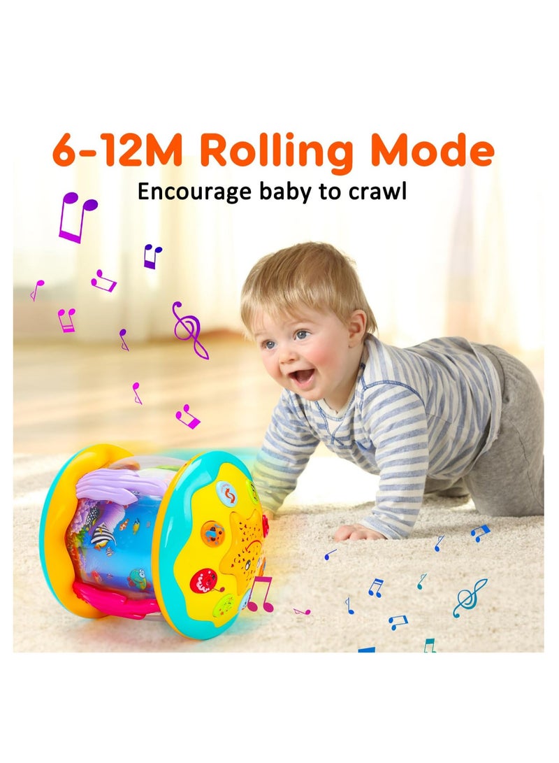 جياليجو تويز ألعاب أطفال، جهاز عرض موسيقي على شكل محيط، جهاز تعليمي دوار على البطن، جهاز إضاءة للزحف، ألعاب أطفال رضع بعمر 12 شهرًا فما فوق، أطفال صغار، أولاد، بنات، أعياد الميلاد - Image 4
