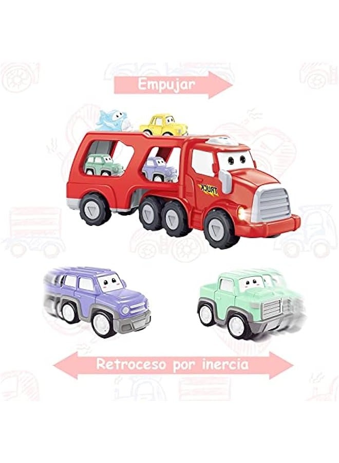 Strollers Toys for Boy, 5 in 1 Toy Car Transport Truck with 3 Mini Cars and 1 Airplane, Kids Toy Vehicles with Light and Sounds, Gift for Boys and Girls 3+ Years Old - Image 4