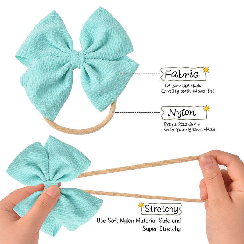 Prohouse 30 PCS Big Bows Baby Nylon Headbands Hairbands Hair Bows Elastics for Baby Girls Newborn Infant Toddler Child Hair Accessories - Image 2