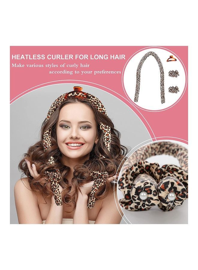 NIBEMINENT Sponge Heatless Curl Hair Ribbon Set Brown/White - Image 2