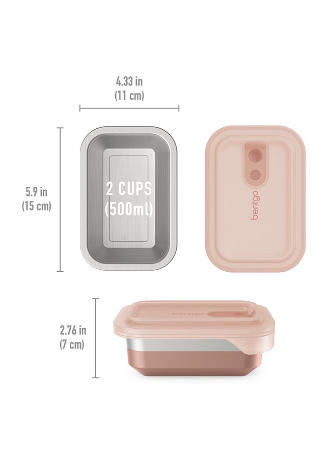 Bentgo Microsteel Heat And Eat Container Microwave - Safe , Sustainable And Reusable Stainless Steel Food Storage Container With Airtight Lid For Eco - Friendly Meal Prepping (Snack Size2 Cups)  - Image 3
