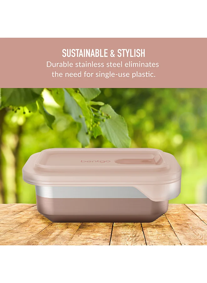 Bentgo Microsteel Heat And Eat Container Microwave - Safe , Sustainable And Reusable Stainless Steel Food Storage Container With Airtight Lid For Eco - Friendly Meal Prepping (Snack Size2 Cups)