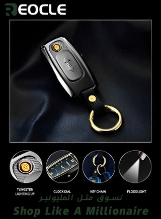 Metal Multifunction Watch Cigarette Lighter Personalized Car Keychain Watch Multifunctional Rechargeable With Compass Gadgets - view 5